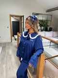 Navy Ruffle Womens Set