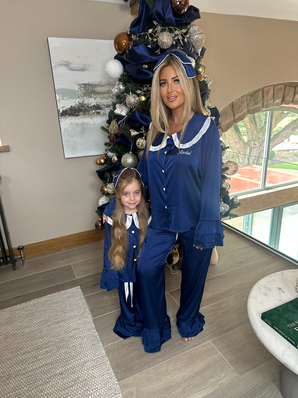 NAVY GIRLS RUFFLED COLLAR SET