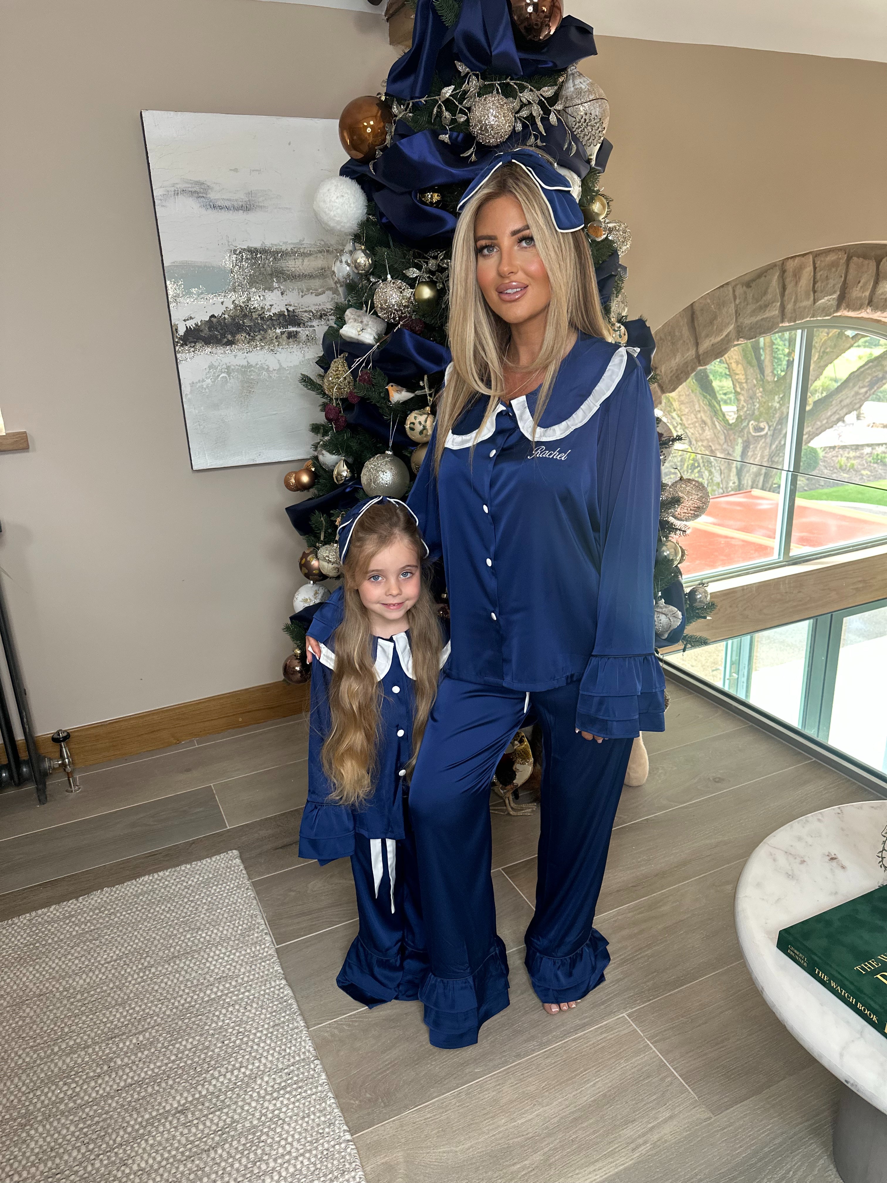 NAVY GIRLS RUFFLED COLLAR SET