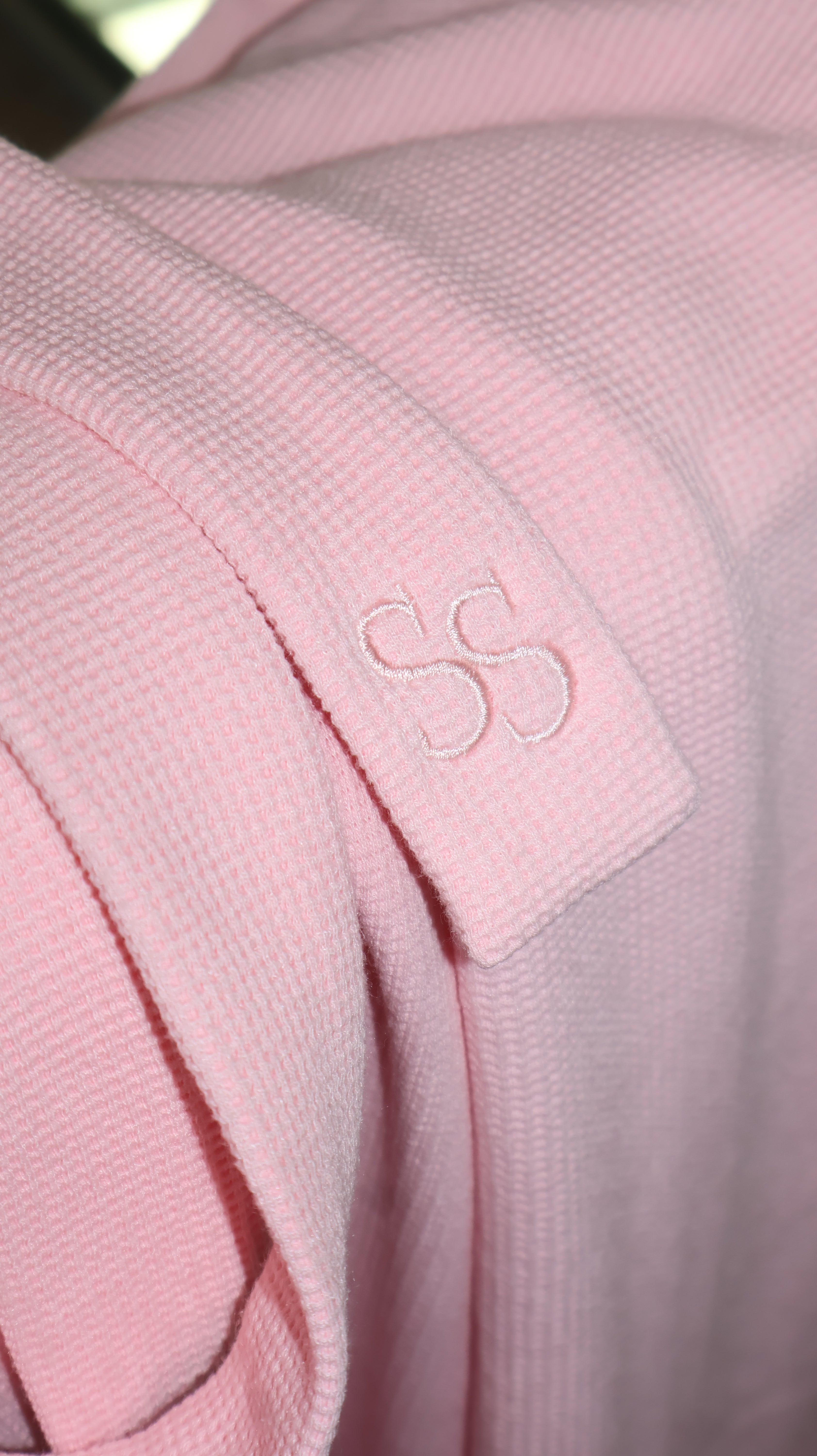 Pink Waffle Embroidered Robe