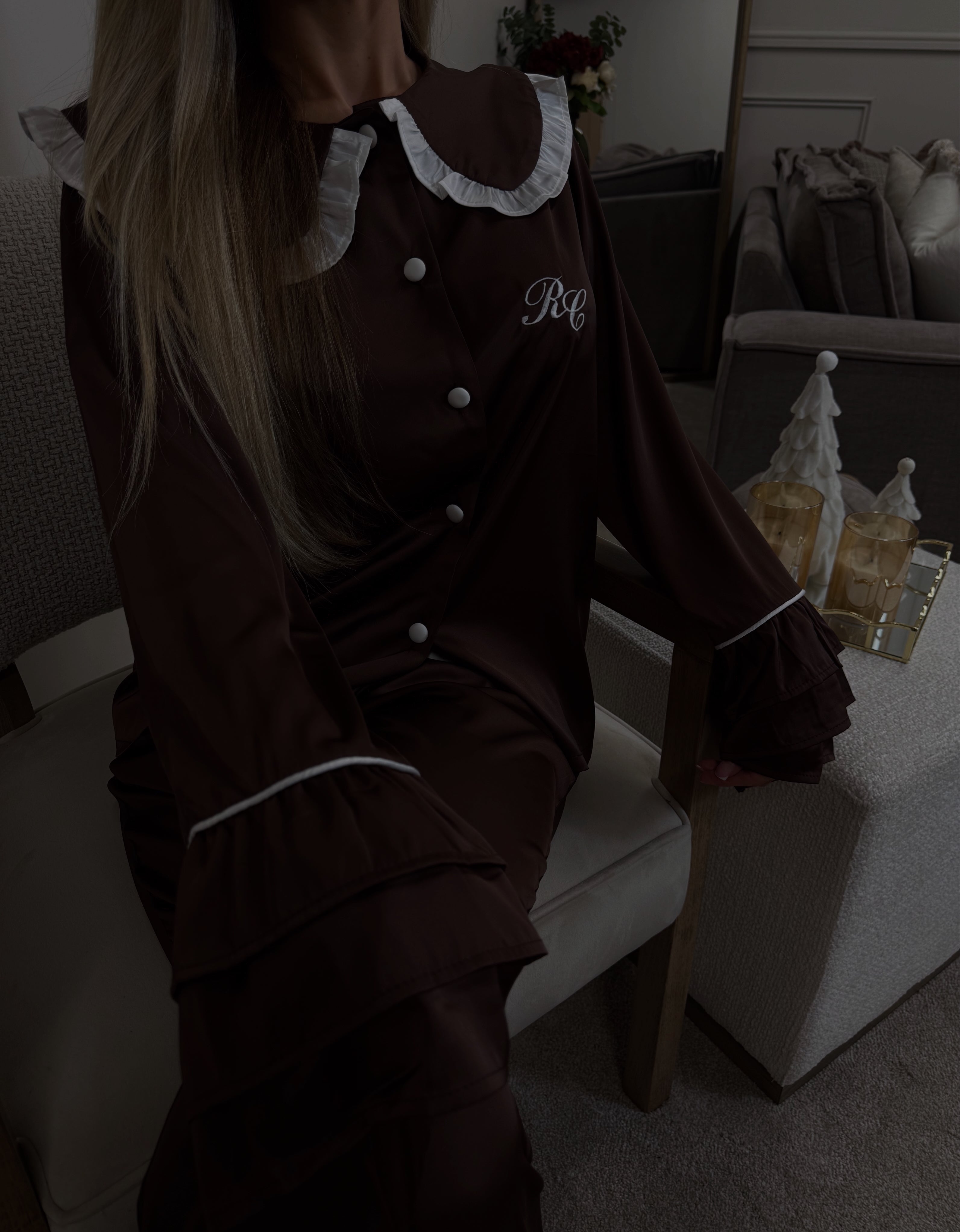 CHOCOLATE RUFFLE LONG SET