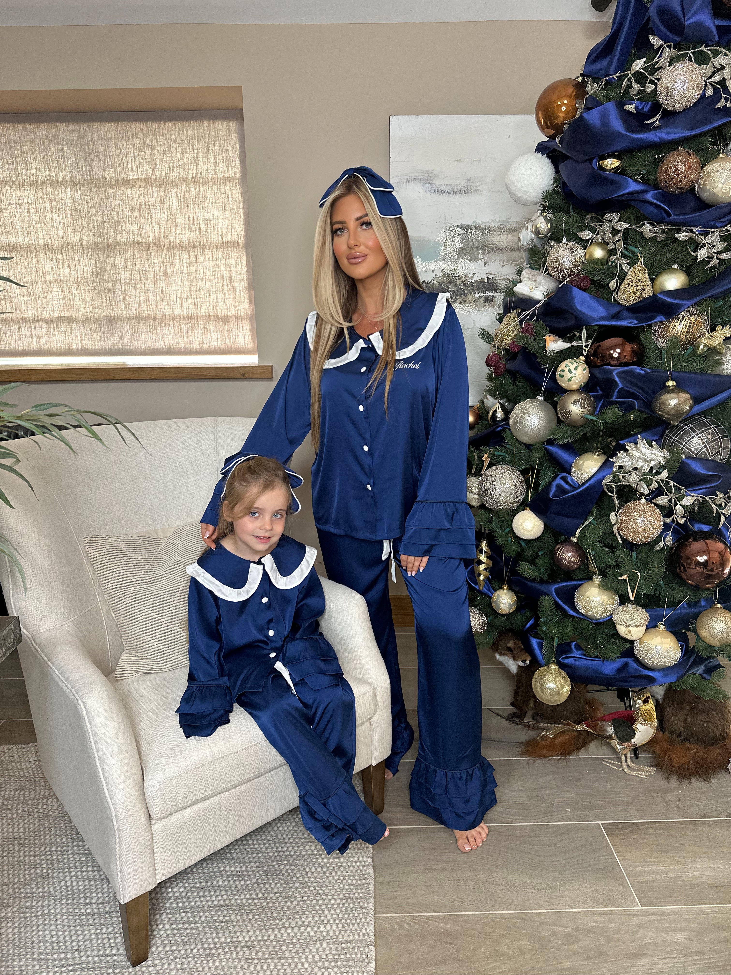 NAVY GIRLS RUFFLED COLLAR SET