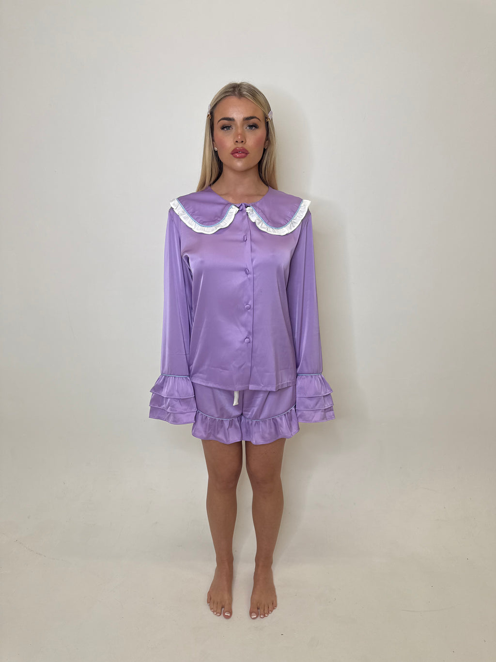 Peony Lilac Ruffle Shorts Set