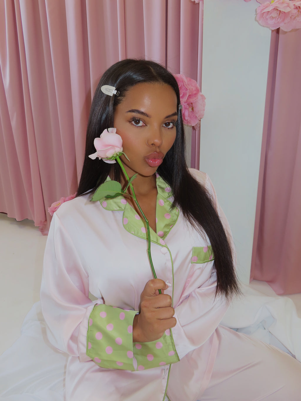 Pink & Green Polka Dot Long